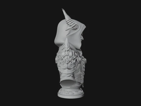 Hooded Crystal Sorcerer Bust Statue Design 6 - 3D Print Model 3D Print Model