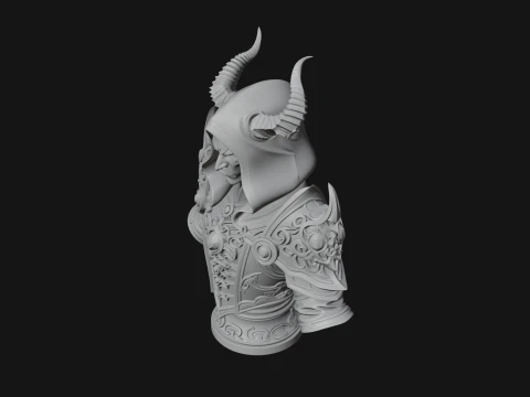 Hooded Crystal Sorcerer Bust Statue Design 6 - 3D Print Model 3D Print Model
