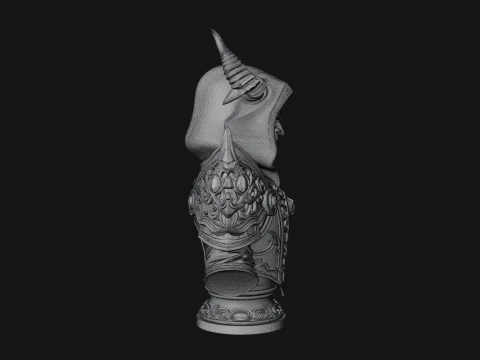 Hooded Crystal Sorcerer Bust Statue Design 6 - 3D Print Model 3D Print Model