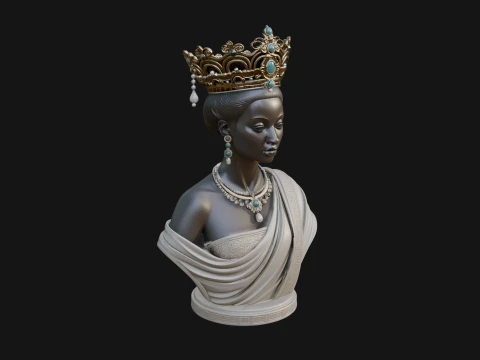 African Queen Bust Statue Design 8 - 3D Print Model 3D Print Model