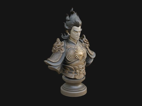 Chinese General Bust Statue Design 3 - 3D Print Model 3D Print Model