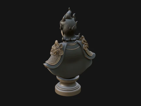 Chinese General Bust Statue Design 3 - 3D Print Model 3D Print Model