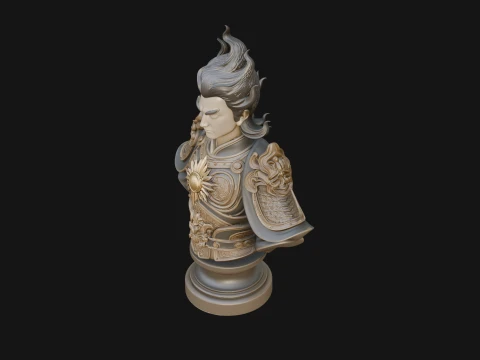 Chinese General Bust Statue Design 3 - 3D Print Model 3D Print Model