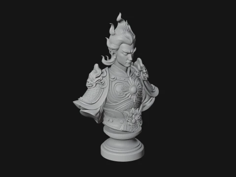 Chinese General Bust Statue Design 3 - 3D Print Model 3D Print Model