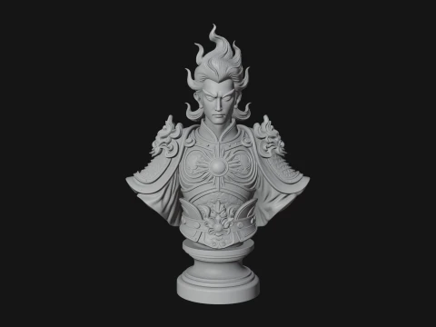 Chinese General Bust Statue Design 3 - 3D Print Model 3D Print Model