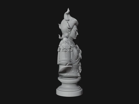Chinese General Bust Statue Design 3 - 3D Print Model 3D Print Model