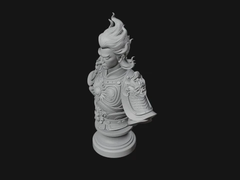 Chinese General Bust Statue Design 3 - 3D Print Model 3D Print Model