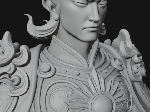 Chinese General Bust Statue Design 3 - 3D Print Model 3D Print Model