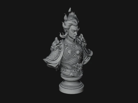 Chinese General Bust Statue Design 3 - 3D Print Model 3D Print Model