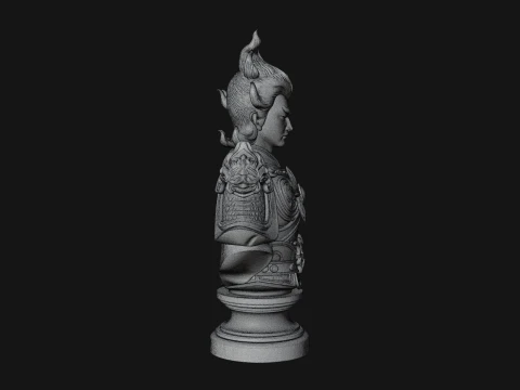 Chinese General Bust Statue Design 3 - 3D Print Model 3D Print Model