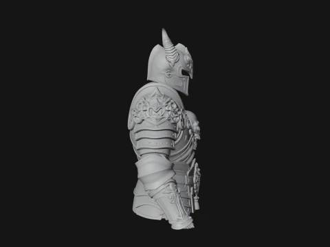 Horned Armor Display Bust Statue Design 3 - 3D Print Model 3D Print Model