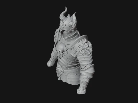 Horned Armor Display Bust Statue Design 3 - 3D Print Model 3D Print Model