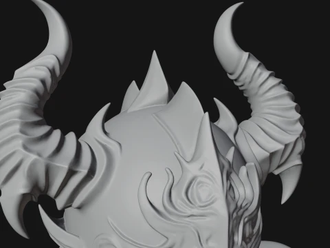 Horned Armor Display Bust Statue Design 3 - 3D Print Model 3D Print Model