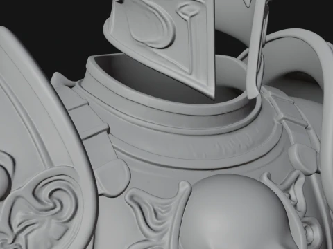 Horned Armor Display Bust Statue Design 3 - 3D Print Model 3D Print Model