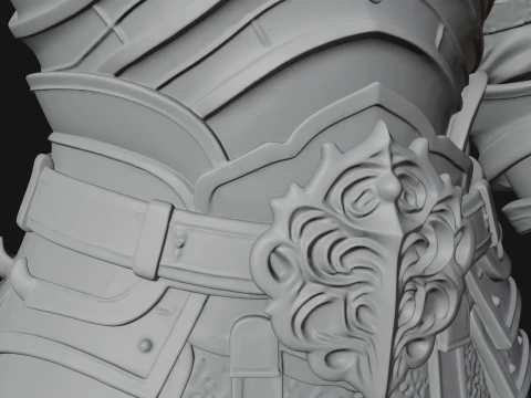 Horned Armor Display Bust Statue Design 3 - 3D Print Model 3D Print Model