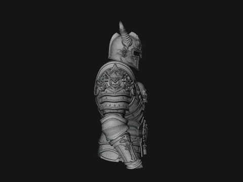 Horned Armor Display Bust Statue Design 3 - 3D Print Model 3D Print Model