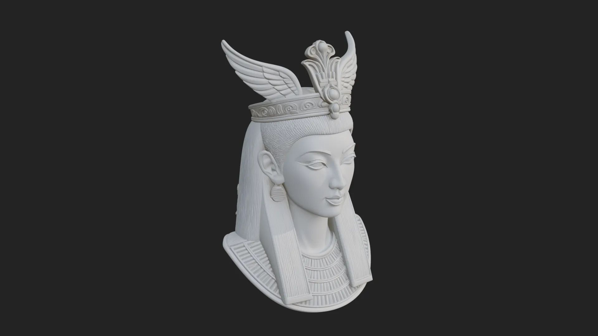 Winged Egyptian Goddess Bust Statue Design 3 - 3D Print Model 3D Print Model .c4d .max .obj .3ds .fbx .stl .blend 