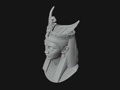 Winged Egyptian Goddess Bust Statue Design 3 - 3D Print Model 3D Print Model