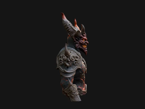 Horned Demon Lord Bust Statue Design 9 - 3D Print Model 3D Print Model