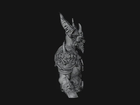Horned Demon Lord Bust Statue Design 9 - 3D Print Model 3D Print Model