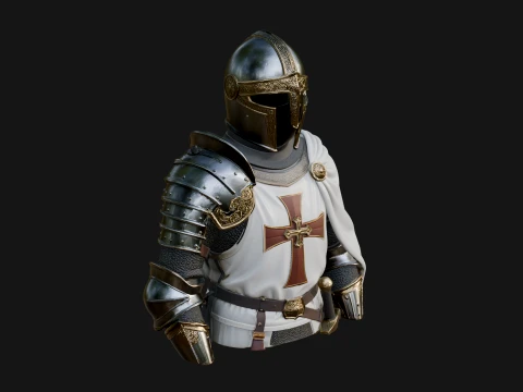 Crusader Knight Bust Statue Design 4 - 3D Print Model 3D Print Model