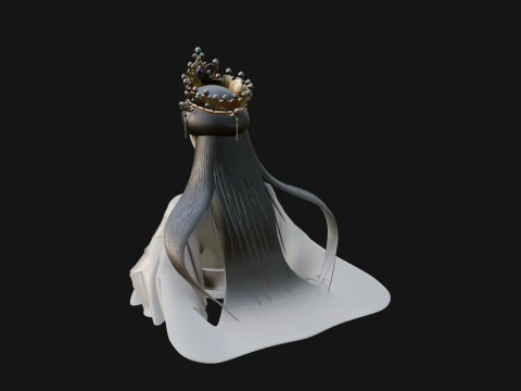 Crowned Chinese Woman Bust Statue Design 1 - 3D Print Model 3D Print Model