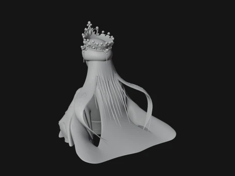 Crowned Chinese Woman Bust Statue Design 1 - 3D Print Model 3D Print Model