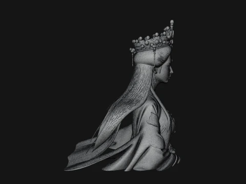 Crowned Chinese Woman Bust Statue Design 1 - 3D Print Model 3D Print Model