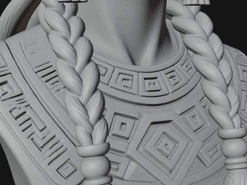 Feathered Headdress Woman Bust Statue Design 2 - 3D Print Model 3D Print Model
