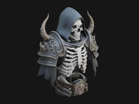 Hooded Skeleton Reaper Bust Statue Design 7 - 3D Print Model 3D Print Model