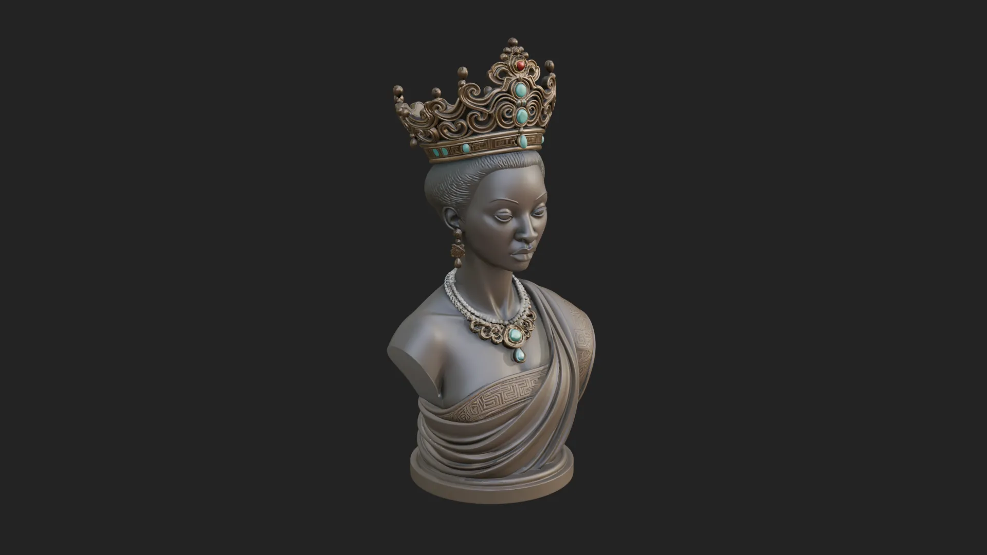 African Queen Bust Statue Design 9 - 3D Print Model 3D Print Model .c4d .max .obj .3ds .fbx .stl .blend 
