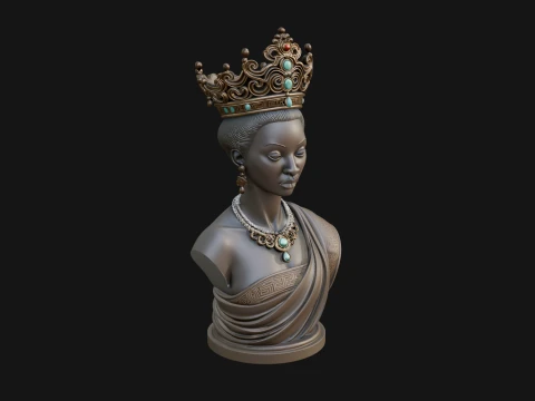 African Queen Bust Statue Design 9 - 3D Print Model 3D Print Model
