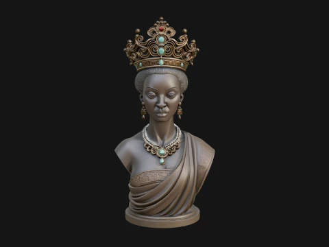 African Queen Bust Statue Design 9 - 3D Print Model 3D Print Model