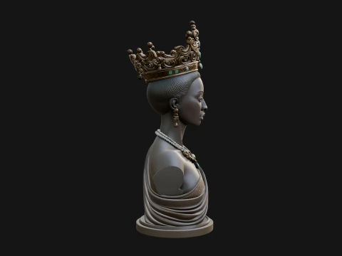 African Queen Bust Statue Design 9 - 3D Print Model 3D Print Model