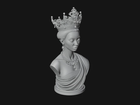 African Queen Bust Statue Design 9 - 3D Print Model 3D Print Model