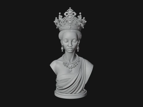 African Queen Bust Statue Design 9 - 3D Print Model 3D Print Model