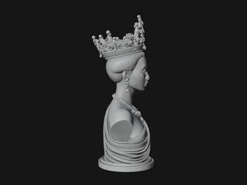 African Queen Bust Statue Design 9 - 3D Print Model 3D Print Model