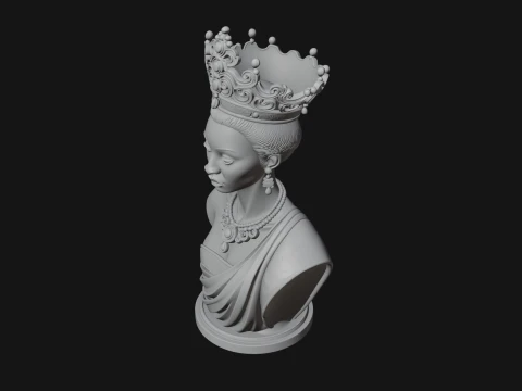 African Queen Bust Statue Design 9 - 3D Print Model 3D Print Model