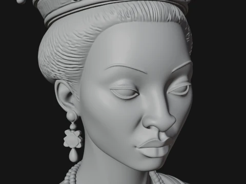 African Queen Bust Statue Design 9 - 3D Print Model 3D Print Model