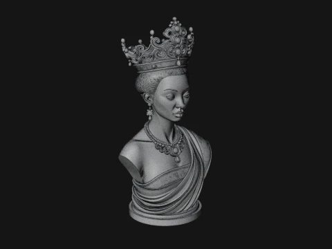 African Queen Bust Statue Design 9 - 3D Print Model 3D Print Model