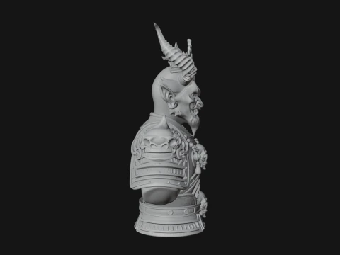 Horned Demon Warrior Bust Statue Design 2 - 3D Print Model 3D Print Model
