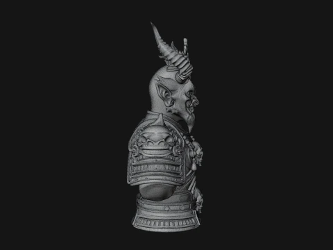 Horned Demon Warrior Bust Statue Design 2 - 3D Print Model 3D Print Model