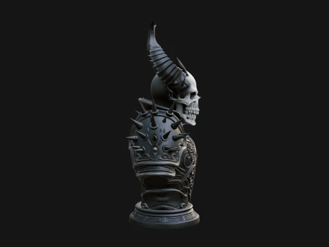 Horned Skull Skeleton Bust Statue Design 2 - 3D Print Model 3D Print Model