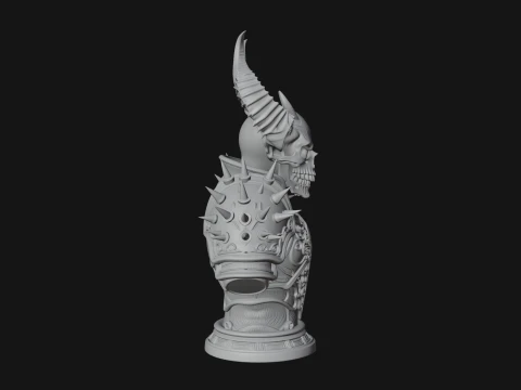 Horned Skull Skeleton Bust Statue Design 2 - 3D Print Model 3D Print Model