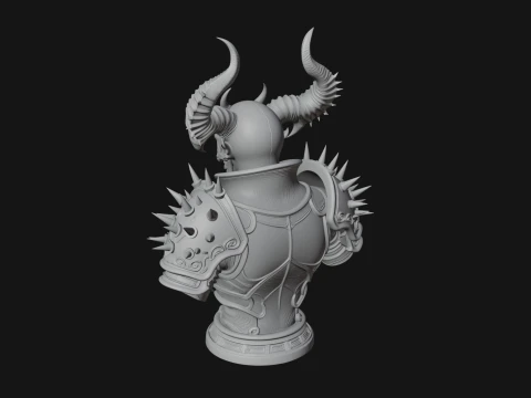 Horned Skull Skeleton Bust Statue Design 2 - 3D Print Model 3D Print Model