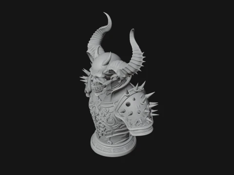 Horned Skull Skeleton Bust Statue Design 2 - 3D Print Model 3D Print Model
