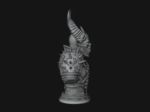 Horned Skull Skeleton Bust Statue Design 2 - 3D Print Model 3D Print Model