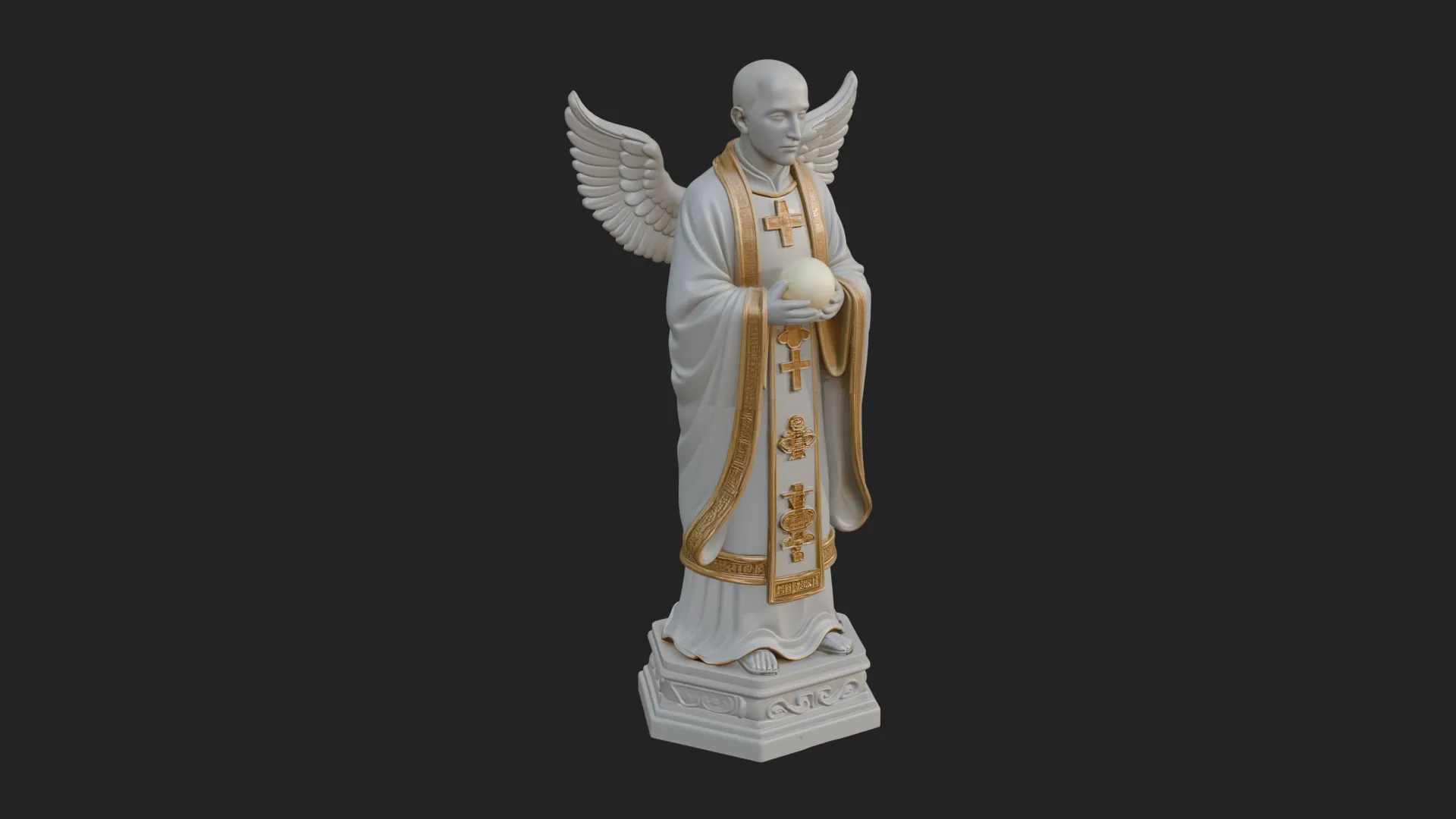 Winged Priest Statue Design 3 - 3D Print Model 3D Print Model .c4d .max .obj .3ds .fbx .stl .blend 