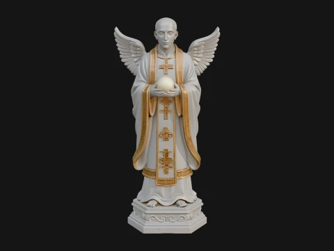 Winged Priest Statue Design 3 - 3D Print Model 3D Print Model