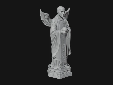 Winged Priest Statue Design 3 - 3D Print Model 3D Print Model
